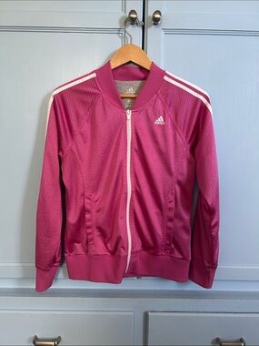 adidas Magenta Track Jacket with White Stripes